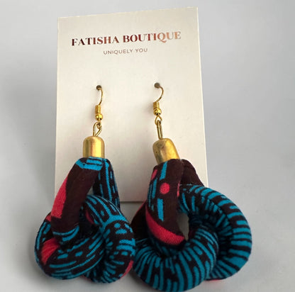 Ankara Fabric Knot Dangle Earrings – Handmade African Print