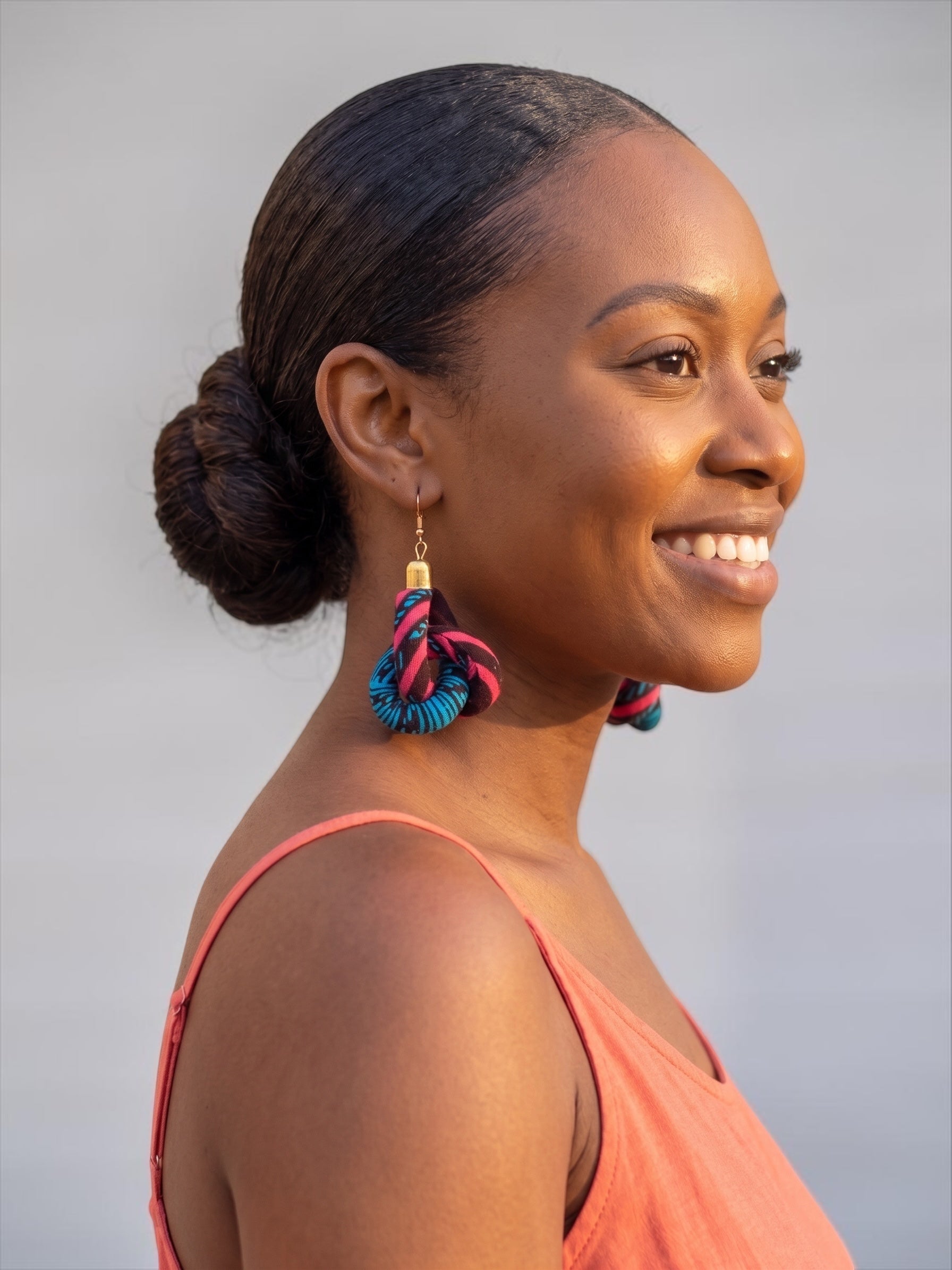Ankara Fabric Knot Dangle Earrings – Handmade African Print