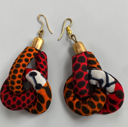 Handmade Ankara Fabric Knot Dangle Earrings – African Print Statement Jewellery