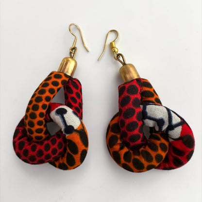 Handmade Ankara Fabric Knot Dangle Earrings – African Print Statement Jewellery