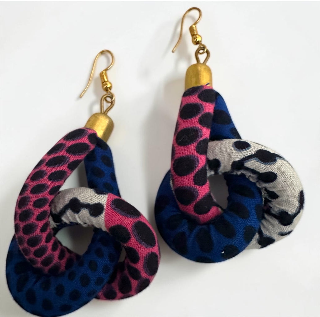 Handmade Ankara Fabric Knot Dangle Earrings – African Print Statement Jewellery Fatisha Boutique