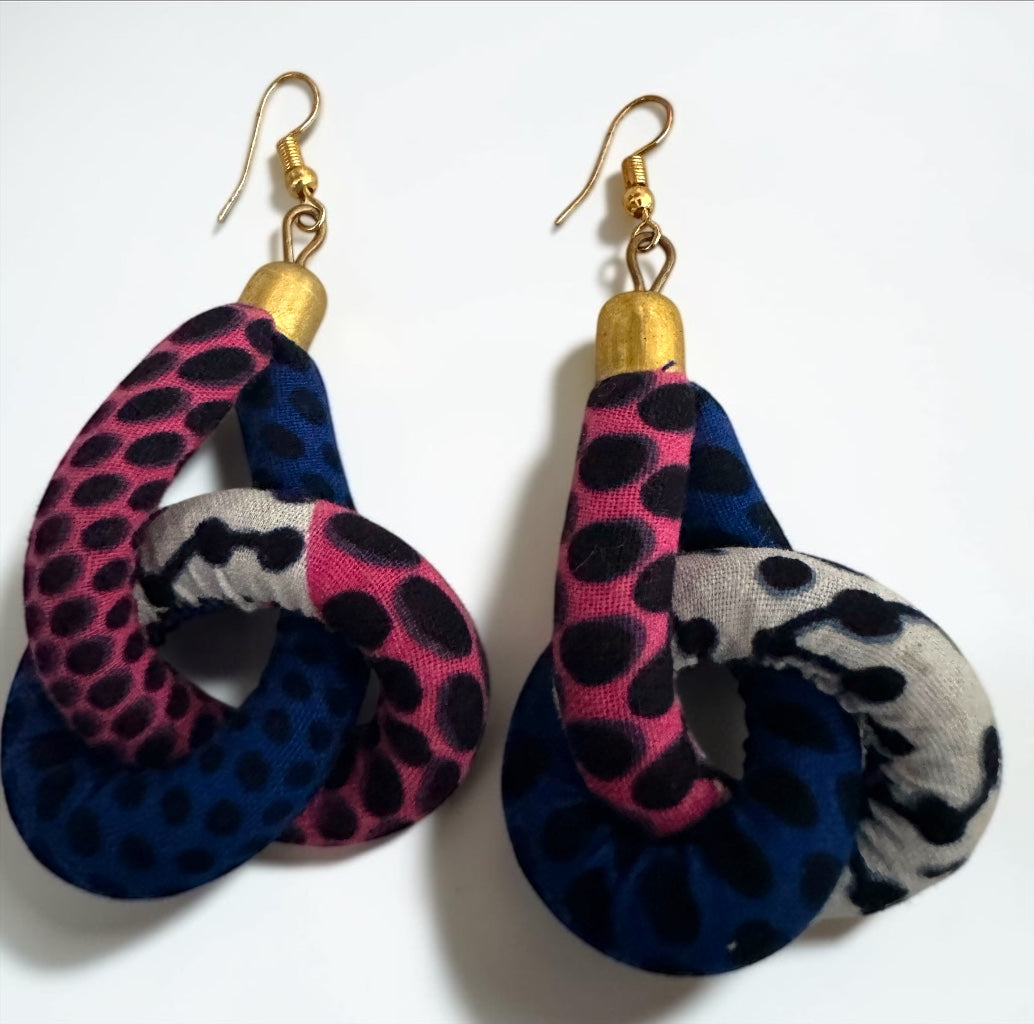 Handmade Ankara Fabric Knot Dangle Earrings – African Print Statement Jewellery