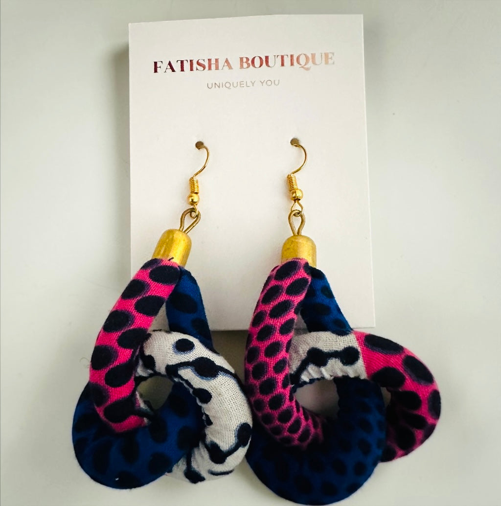 Handmade Ankara Fabric Knot Dangle Earrings – African Print Statement Jewellery Fatisha Boutique