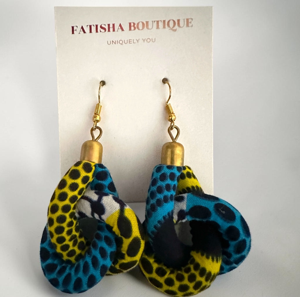 Handmade Ankara Fabric Knot Dangle Earrings – African Print Statement Jewellery Fatisha Boutique