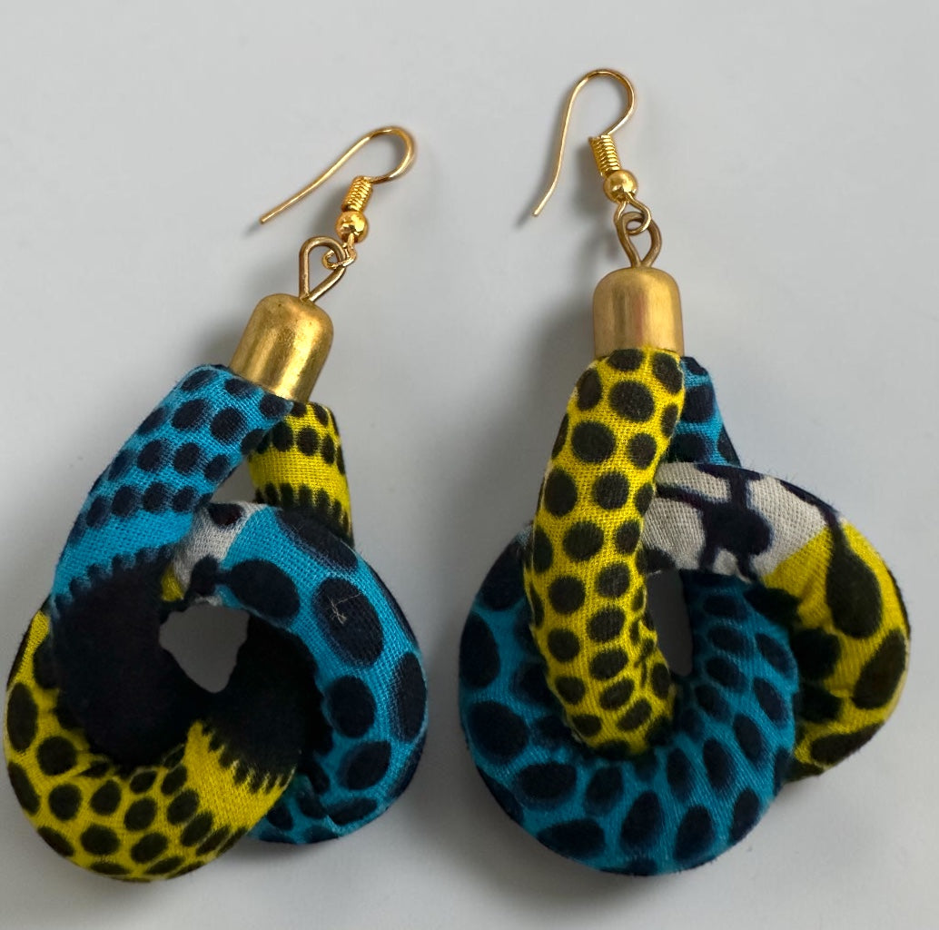 Handmade Ankara Fabric Knot Dangle Earrings – African Print Statement Jewellery Fatisha Boutique