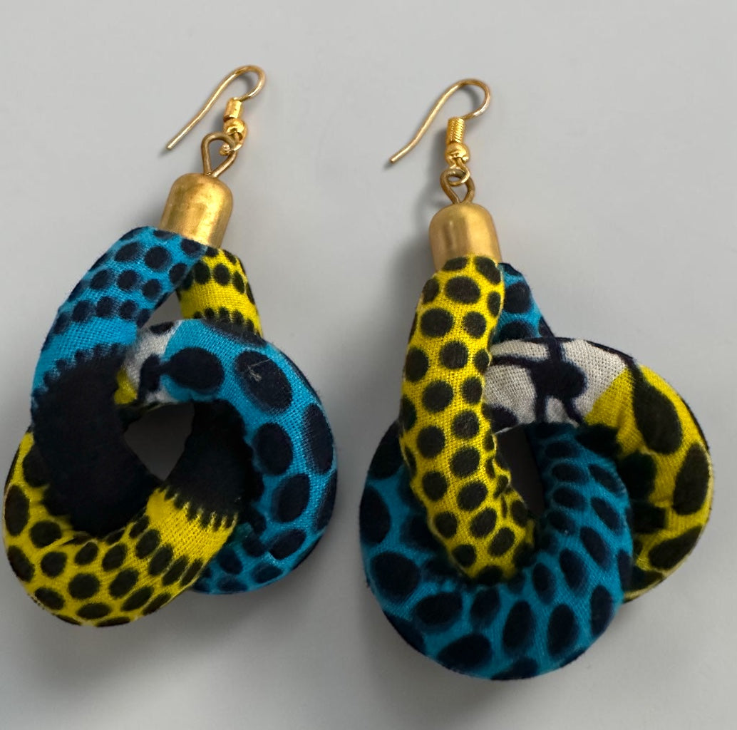 Handmade Ankara Fabric Knot Dangle Earrings – African Print Statement Jewellery Fatisha Boutique