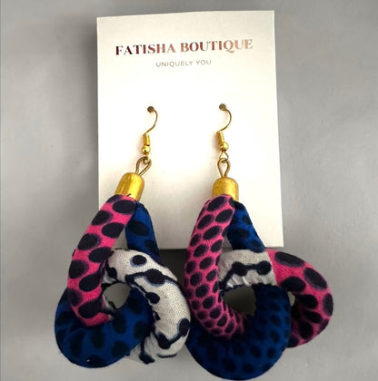 Handmade Ankara Fabric Knot Dangle Earrings – African Print Statement Jewellery
