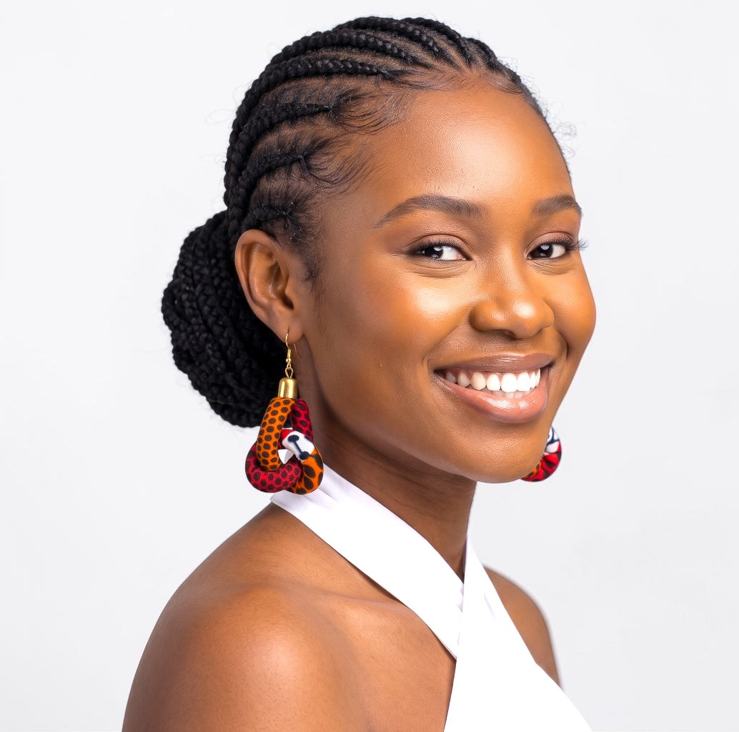 Handmade Ankara Fabric Knot Dangle Earrings – African Print Statement Jewellery Fatisha Boutique
