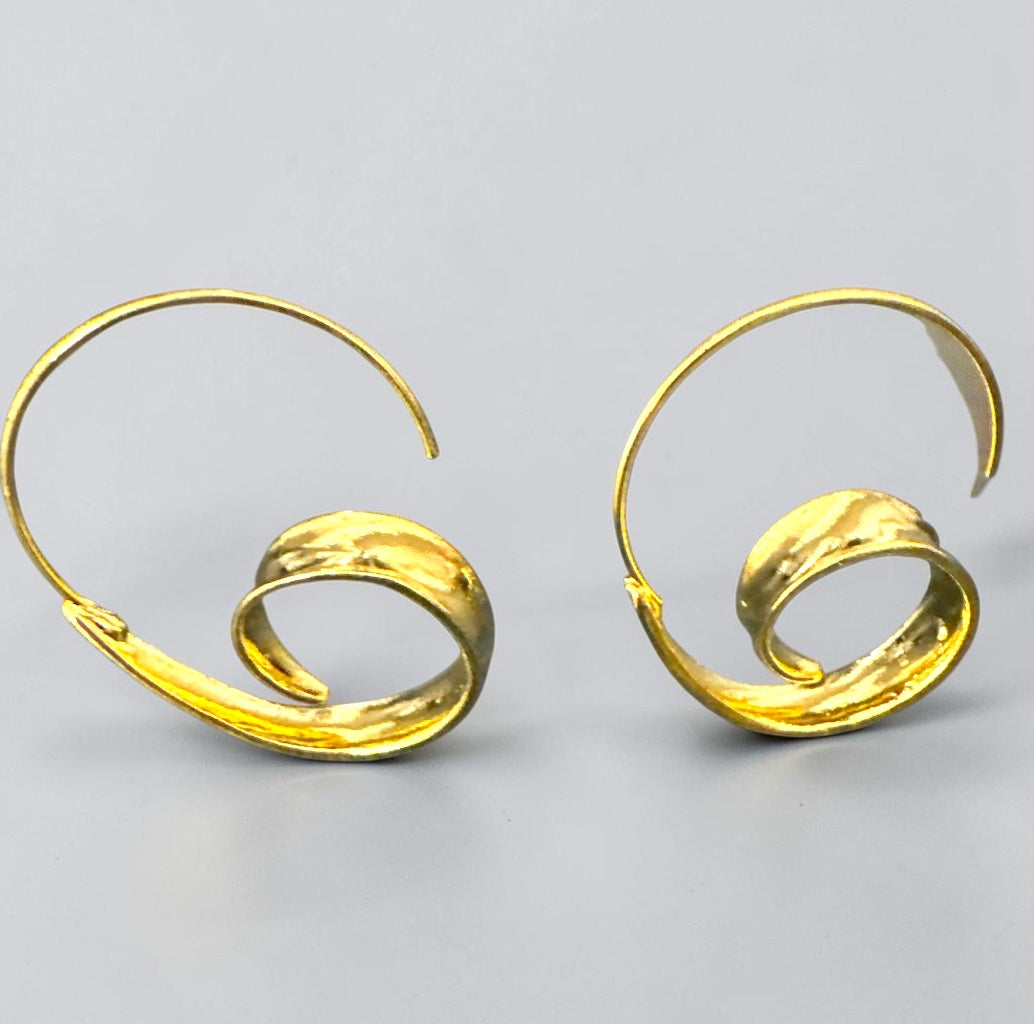 Gold Silver Spiral Hoop Earrings | Statement Minimalist Earrings Fatisha Boutique