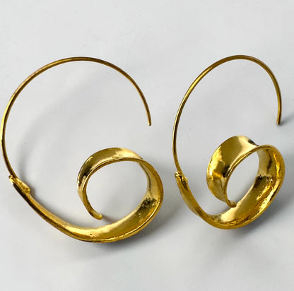 Gold Silver Spiral Hoop Earrings | Statement Minimalist Earrings