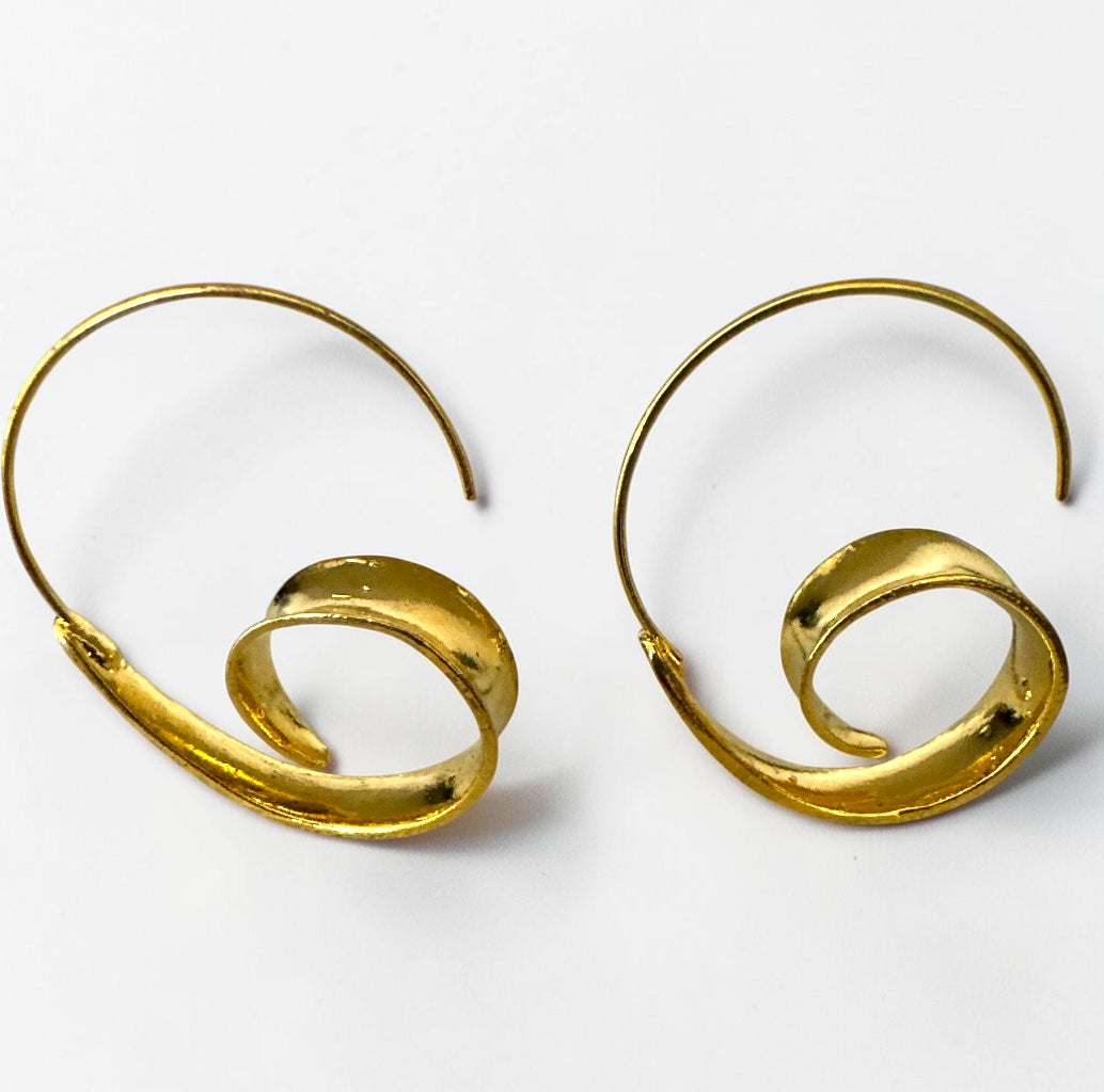 Gold Silver Spiral Hoop Earrings | Statement Minimalist Earrings Fatisha Boutique