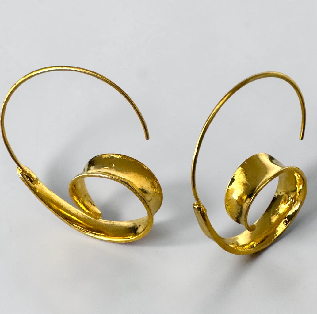 Gold Silver Spiral Hoop Earrings | Statement Minimalist Earrings