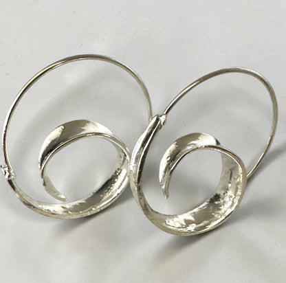 Gold Silver Spiral Hoop Earrings | Statement Minimalist Earrings