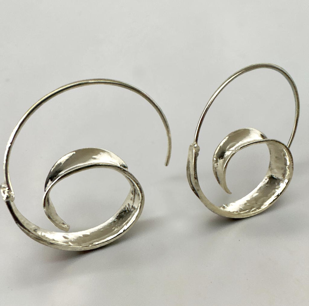 Gold Silver Spiral Hoop Earrings | Statement Minimalist Earrings Fatisha Boutique