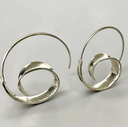 Gold Silver Spiral Hoop Earrings | Statement Minimalist Earrings