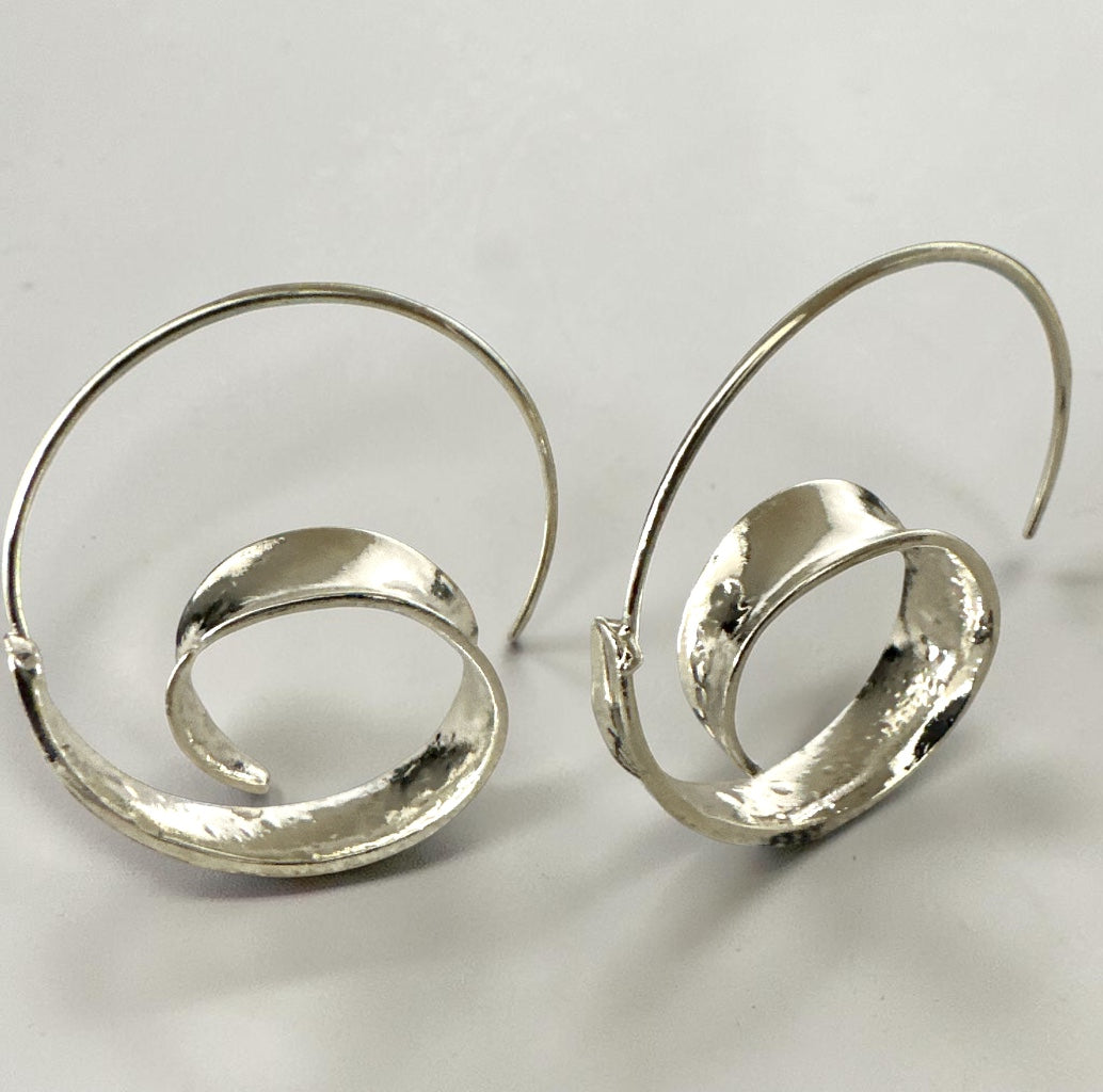 Gold Silver Spiral Hoop Earrings | Statement Minimalist Earrings Fatisha Boutique
