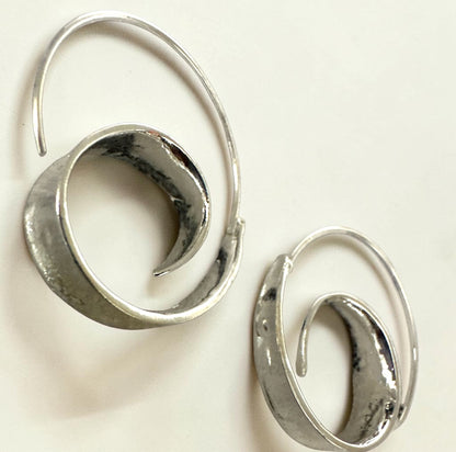 Gold Silver Spiral Hoop Earrings | Statement Minimalist Earrings