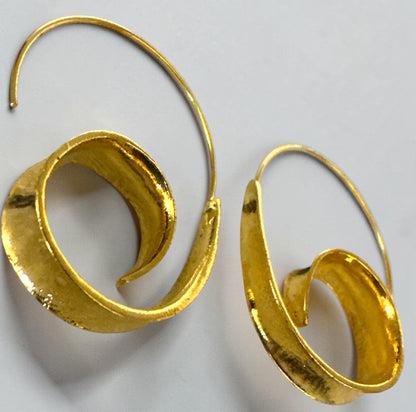 Gold Silver Spiral Hoop Earrings | Statement Minimalist Earrings