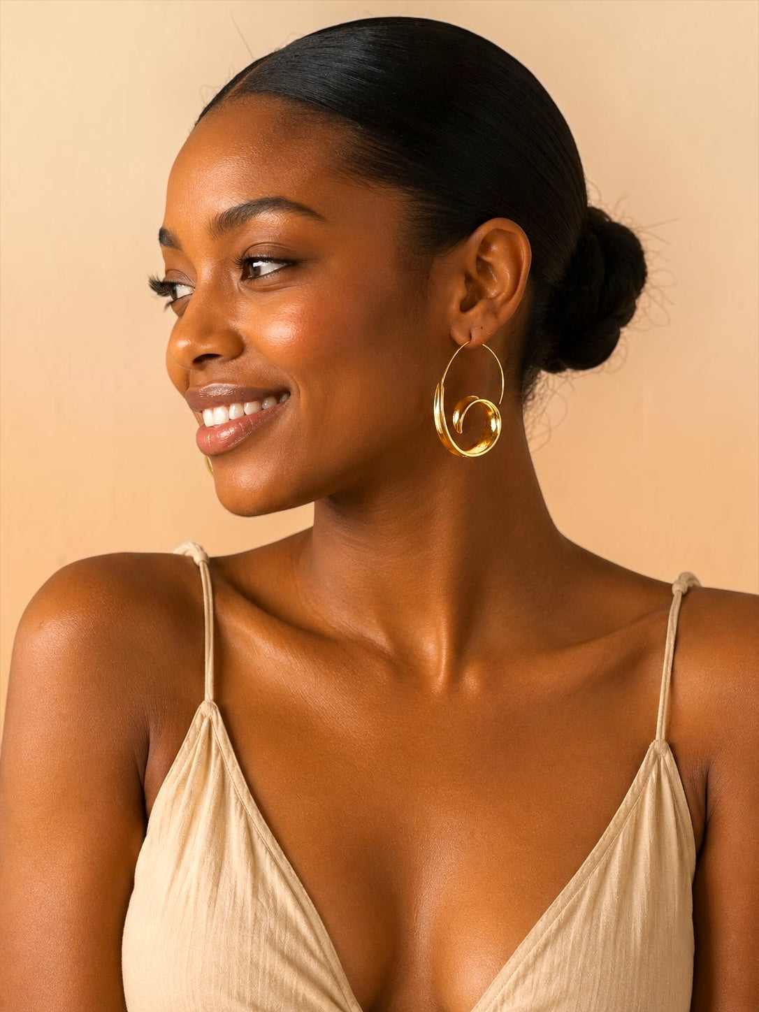 Gold Silver Spiral Hoop Earrings | Statement Minimalist Earrings Fatisha Boutique