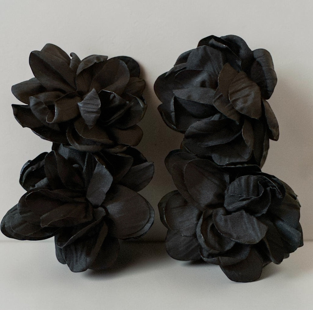 Black Bohemian Flower Statement Drop Earrings