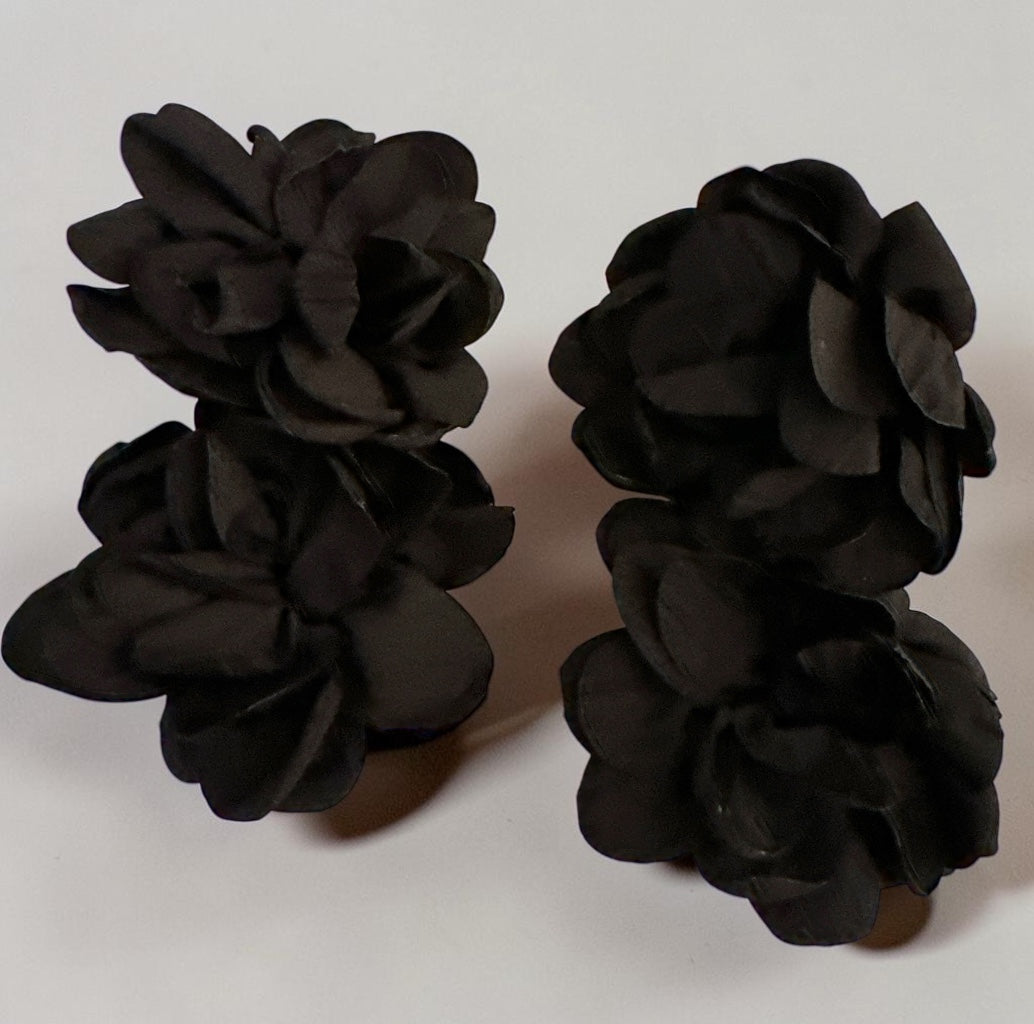Black Bohemian Flower Statement Drop Earrings Fatisha Boutique
