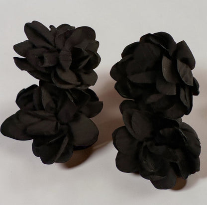 Black Bohemian Flower Statement Drop Earrings