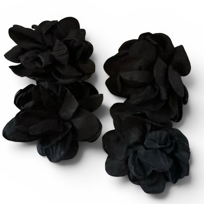 Black Bohemian Flower Statement Drop Earrings