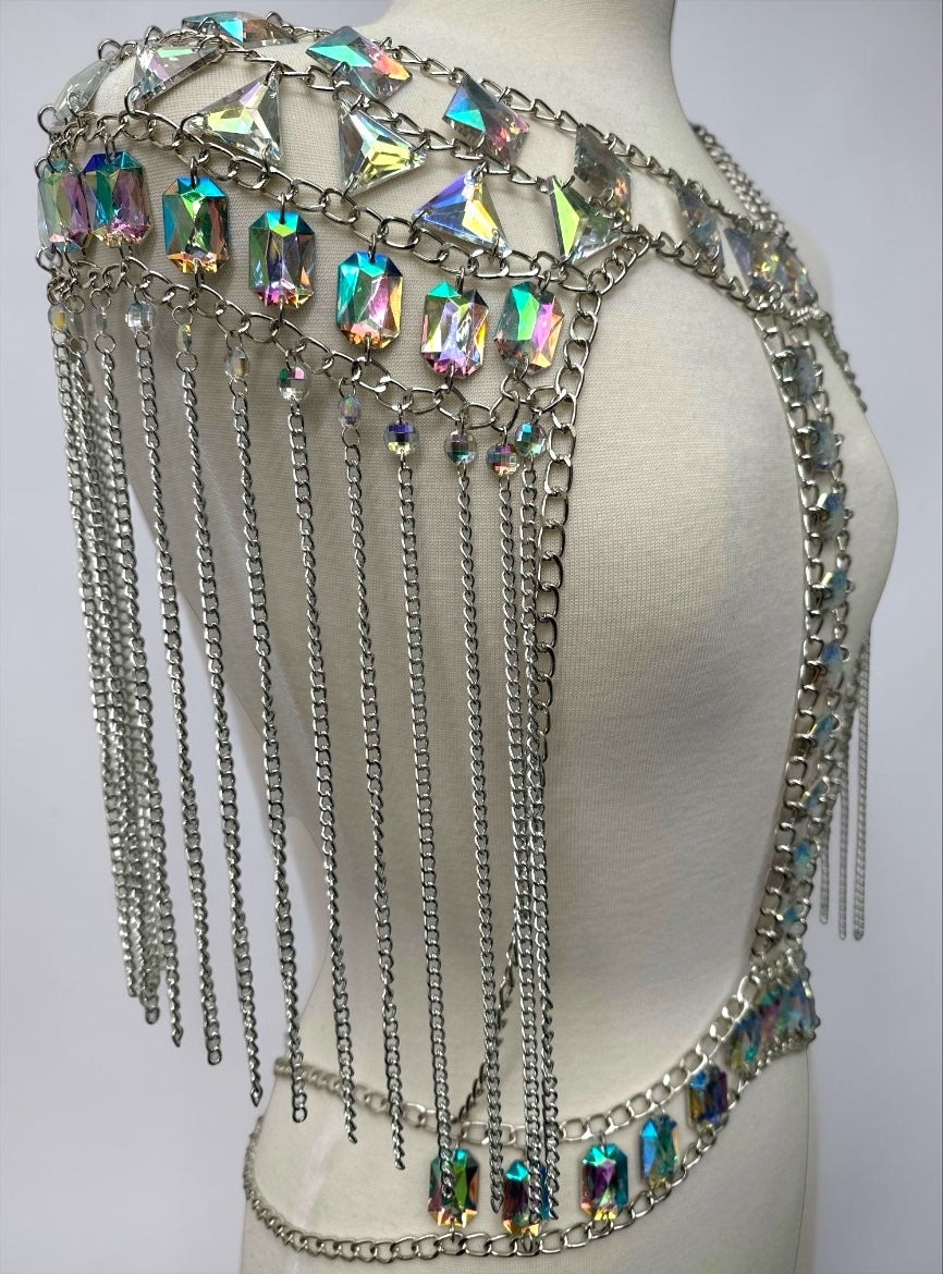 Boho Schulter-Körperkette mit Strassquaste – Festival-Statement-Schmuck Fatisha Boutique
