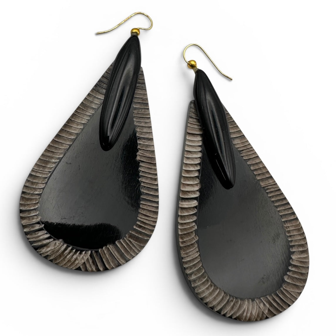 Black Buffalo Horn Teardrop Earrings – Bohemian Ethnic Statement Fatisha Boutique