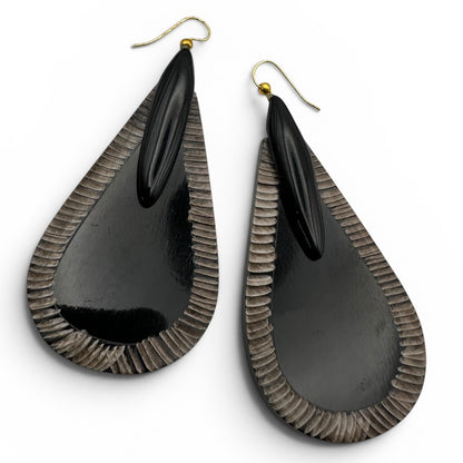 Black Buffalo Horn Teardrop Earrings – Bohemian Ethnic Statement