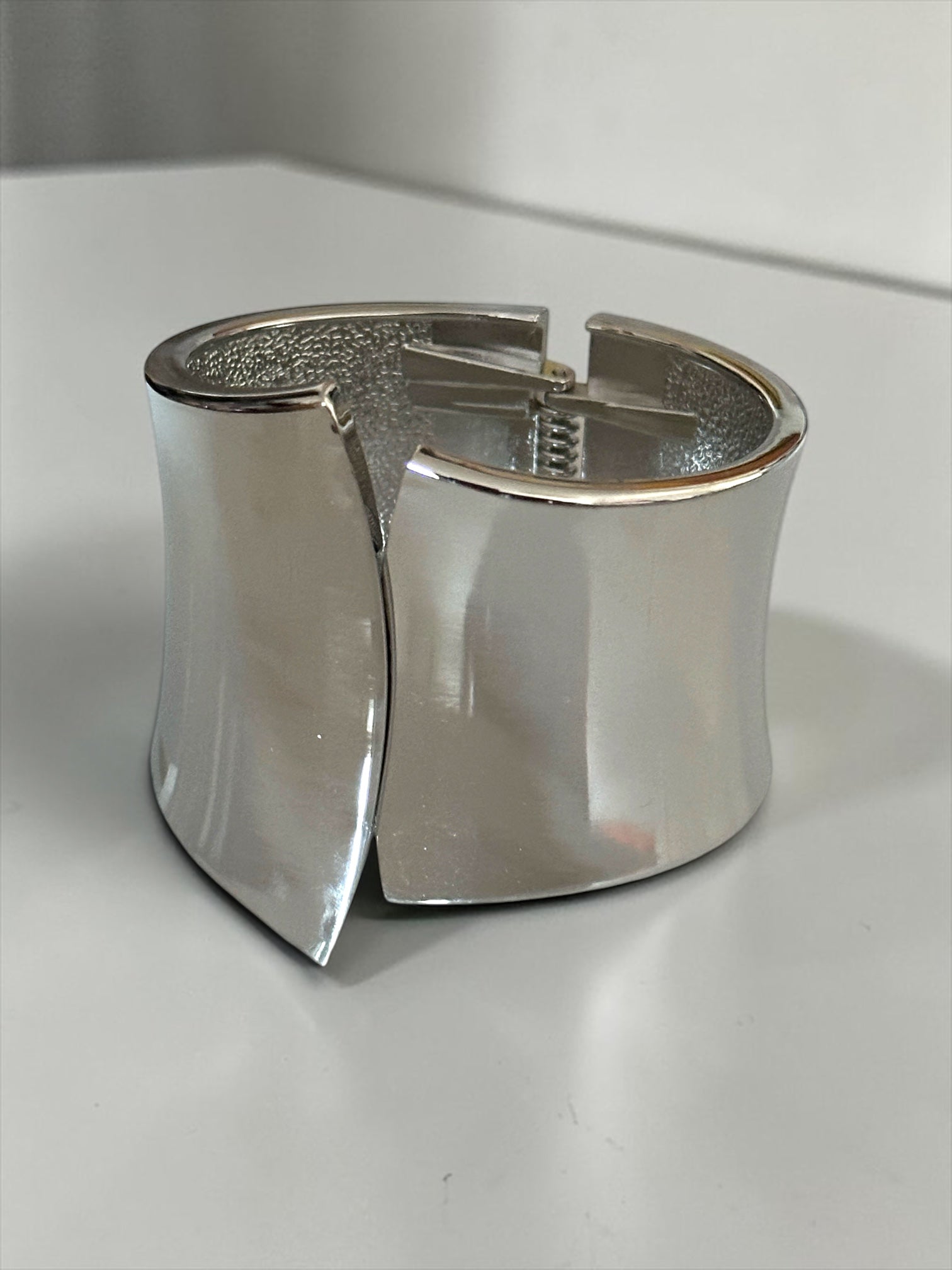 Sculpted Wide Cuff Bracelet – Hinged Gold or Silver Statement Bangle