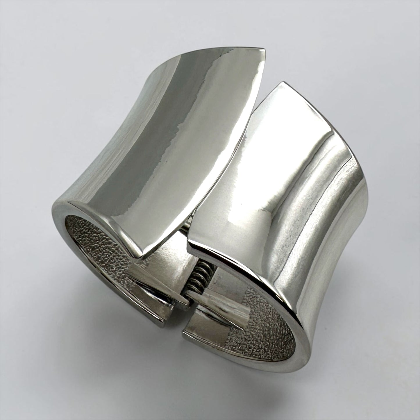 Sculpted Wide Cuff Bracelet – Hinged Gold or Silver Statement Bangle Fatisha Boutique