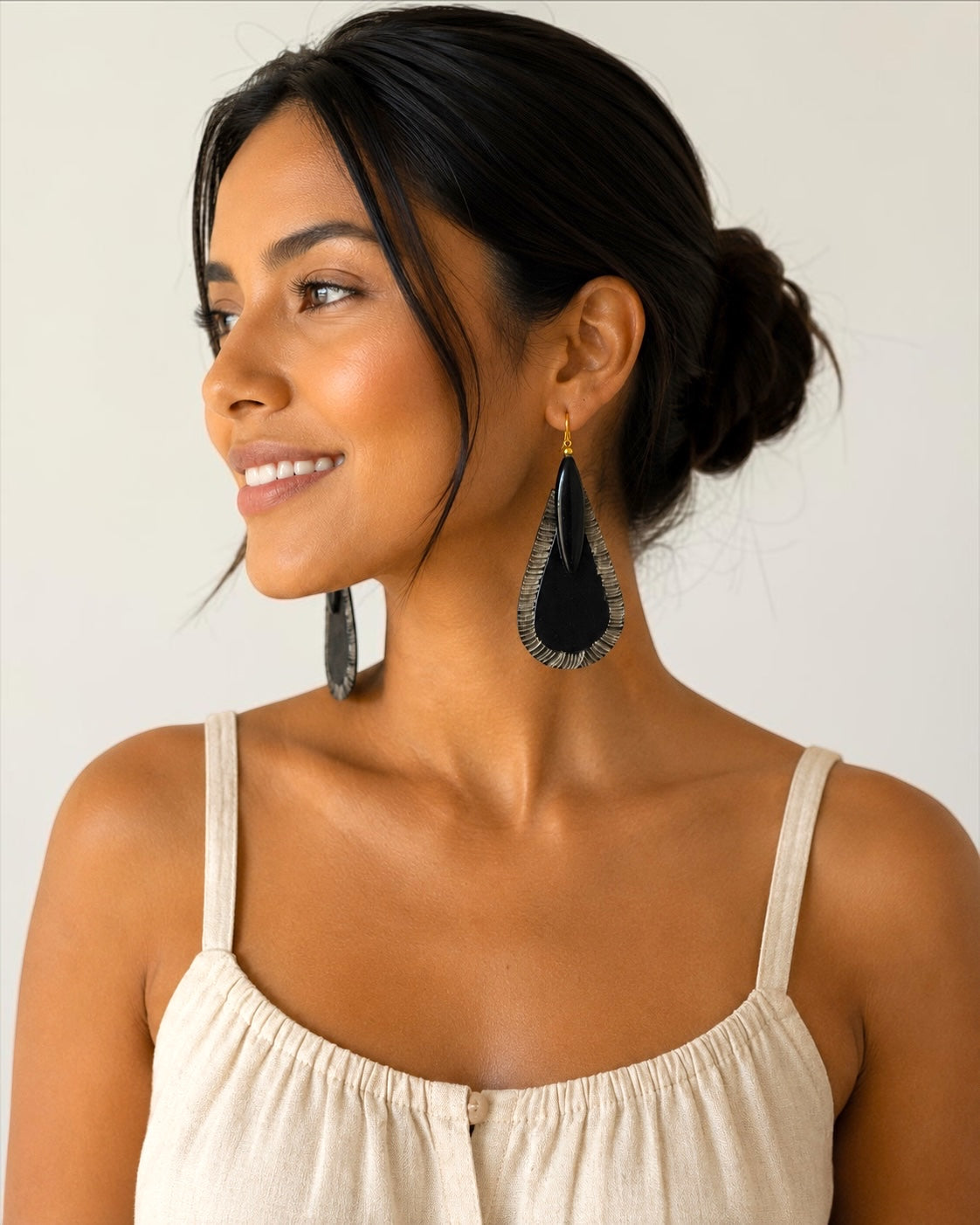 Black Buffalo Horn Teardrop Earrings – Bohemian Ethnic Statement Fatisha Boutique