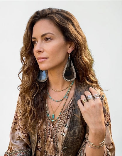 Black Buffalo Horn Teardrop Earrings – Bohemian Ethnic Statement
