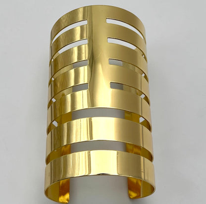 Oversized Statement Cut-Out Cuff Bracelet – Gold & Silver