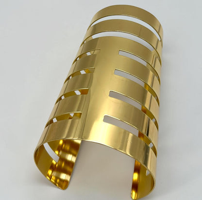 Oversized Statement Cut-Out Cuff Bracelet – Gold & Silver