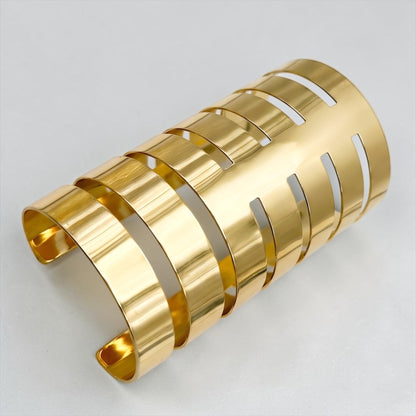 Oversized Statement Cut-Out Cuff Bracelet – Gold & Silver