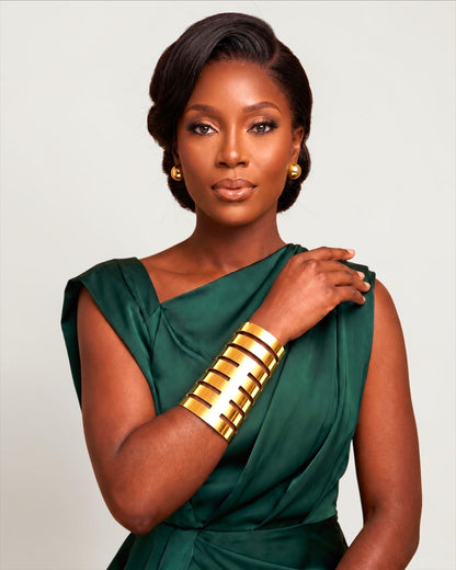 Oversized Statement Cut-Out Cuff Bracelet – Gold & Silver - Fatisha Boutique