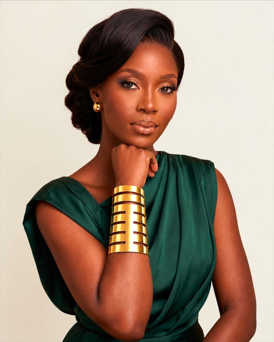 Oversized Statement Cut-Out Cuff Bracelet – Gold & Silver - Fatisha Boutique