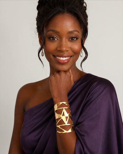 African-Inspired Open Statement Cuff in Gold & Silver