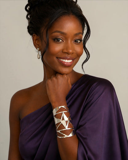 African-Inspired Open Statement Cuff in Gold & Silver