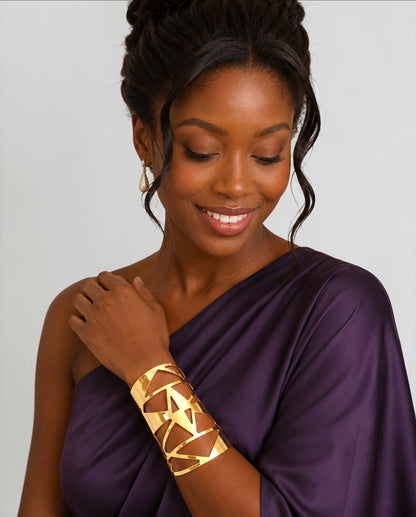 African-Inspired Open Statement Cuff in Gold & Silver