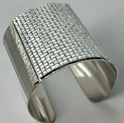 Wide Rhinestone Statement Cuff Bangle | Gold & Silver