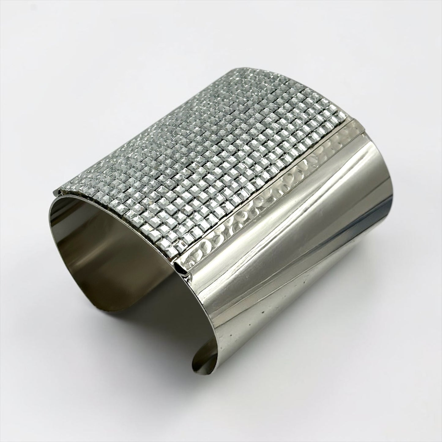 Wide Rhinestone Statement Cuff Bangle | Gold & Silver Fatisha Boutique
