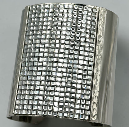 Wide Rhinestone Statement Cuff Bangle | Gold & Silver