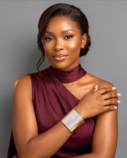 Wide Rhinestone Statement Cuff Bangle | Gold & Silver