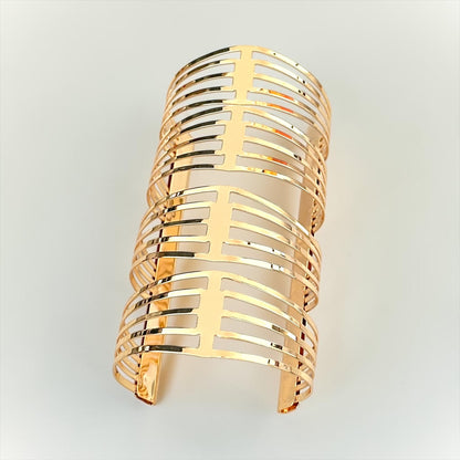 Oversized Openwork Statement Cuff Bangle | Gold & Silver - Fatisha Boutique