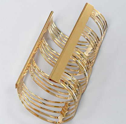 Oversized Openwork Statement Cuff Bangle | Gold & Silver - Fatisha Boutique