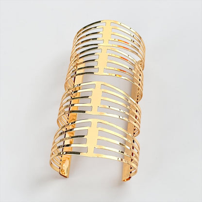 Oversized Openwork Statement Cuff Bangle | Gold & Silver - Fatisha Boutique