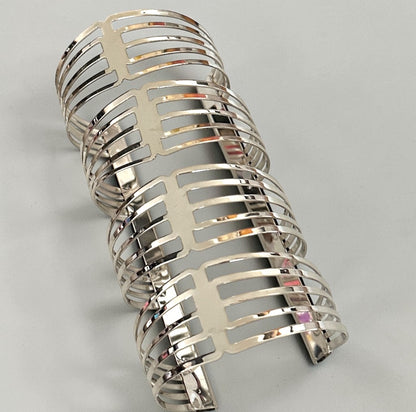 Oversized Openwork Statement Cuff Bangle | Gold & Silver - Fatisha Boutique